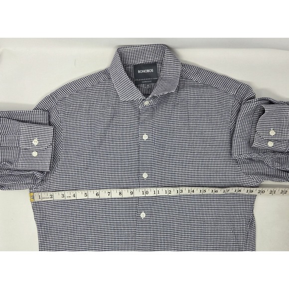 Bonobos Flannel Shirt Men's Medium Blue Houndstooth Slim Fit Button Down Soft - Picture 5 of 9
